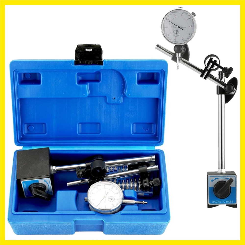 110Lbs Magnetic Base with Fine Adjustment, 0-10mm Range Dial Indicator Magnet...