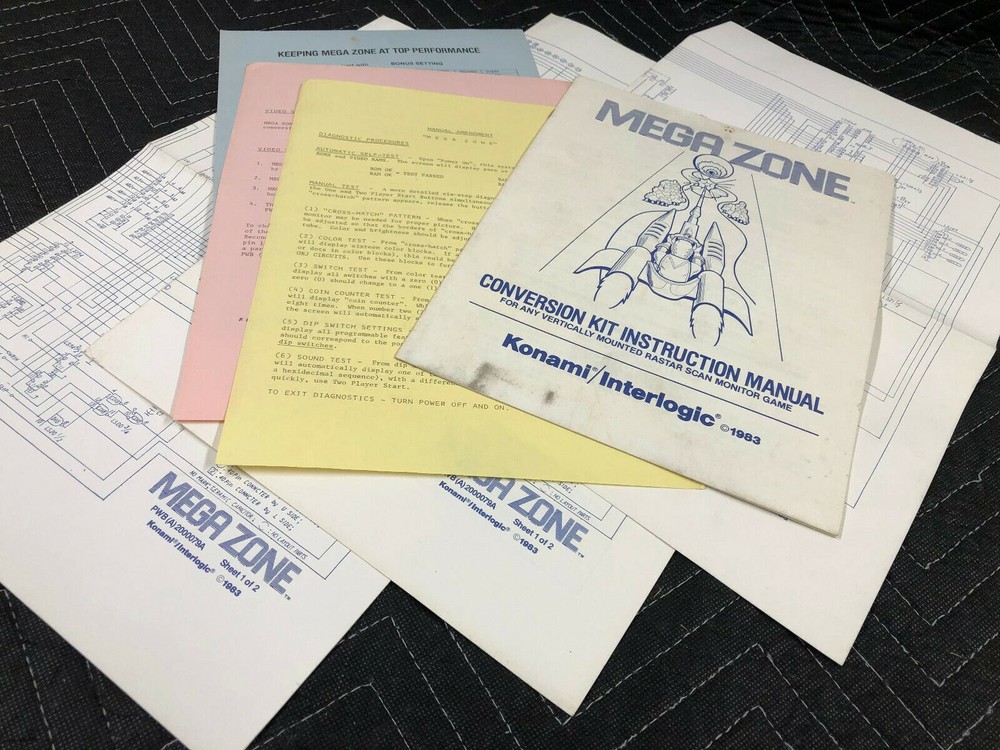 Konami Interlogic Mega Zone Arcade Game Machine Operating Manual Schematics