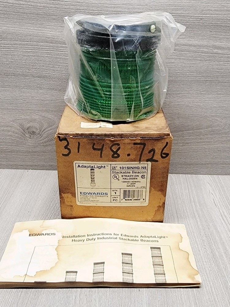 Edwards Signaling 101SINHG-N5 24V DCHalogen Stacklight, Green