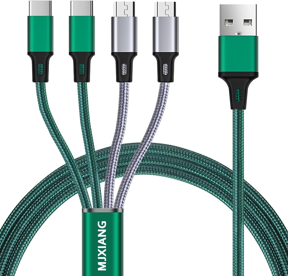 Multi Charging Cable[3A 4Ft 2-Pack],Nylon Braided 4 in 1 USB with 2 Type C/2...