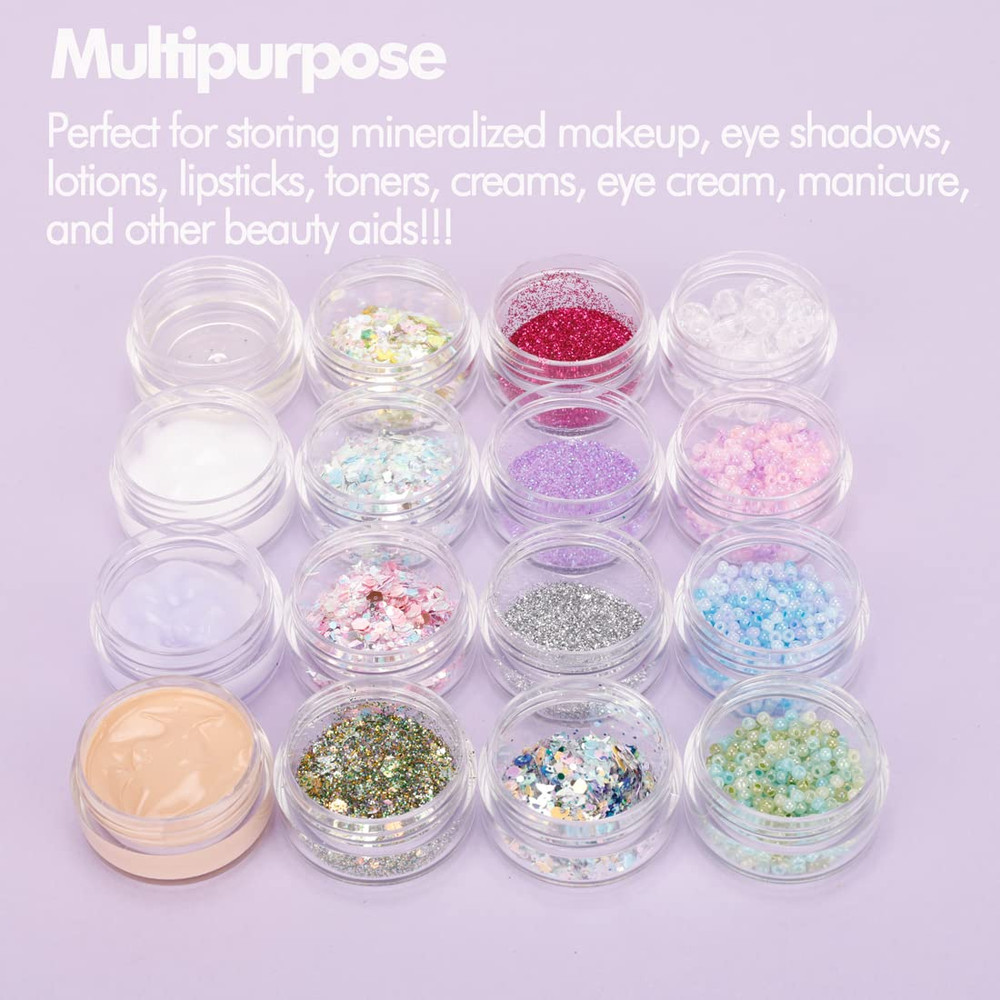 3 Gram Sample Containers with Lids, 100 Count Tiny Jars, Empty Lip Balm, Mini Co