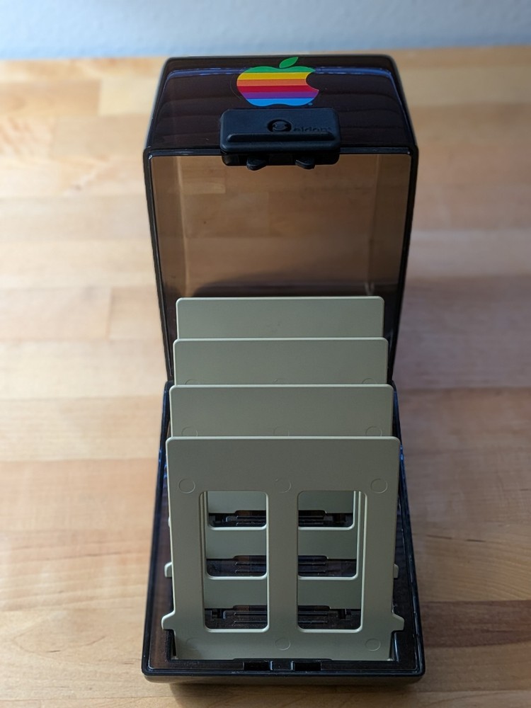 Vintage 1983 Eldon 3.5" Floppy Disk Storage Case w/ Apple Computer Rainbow Logo