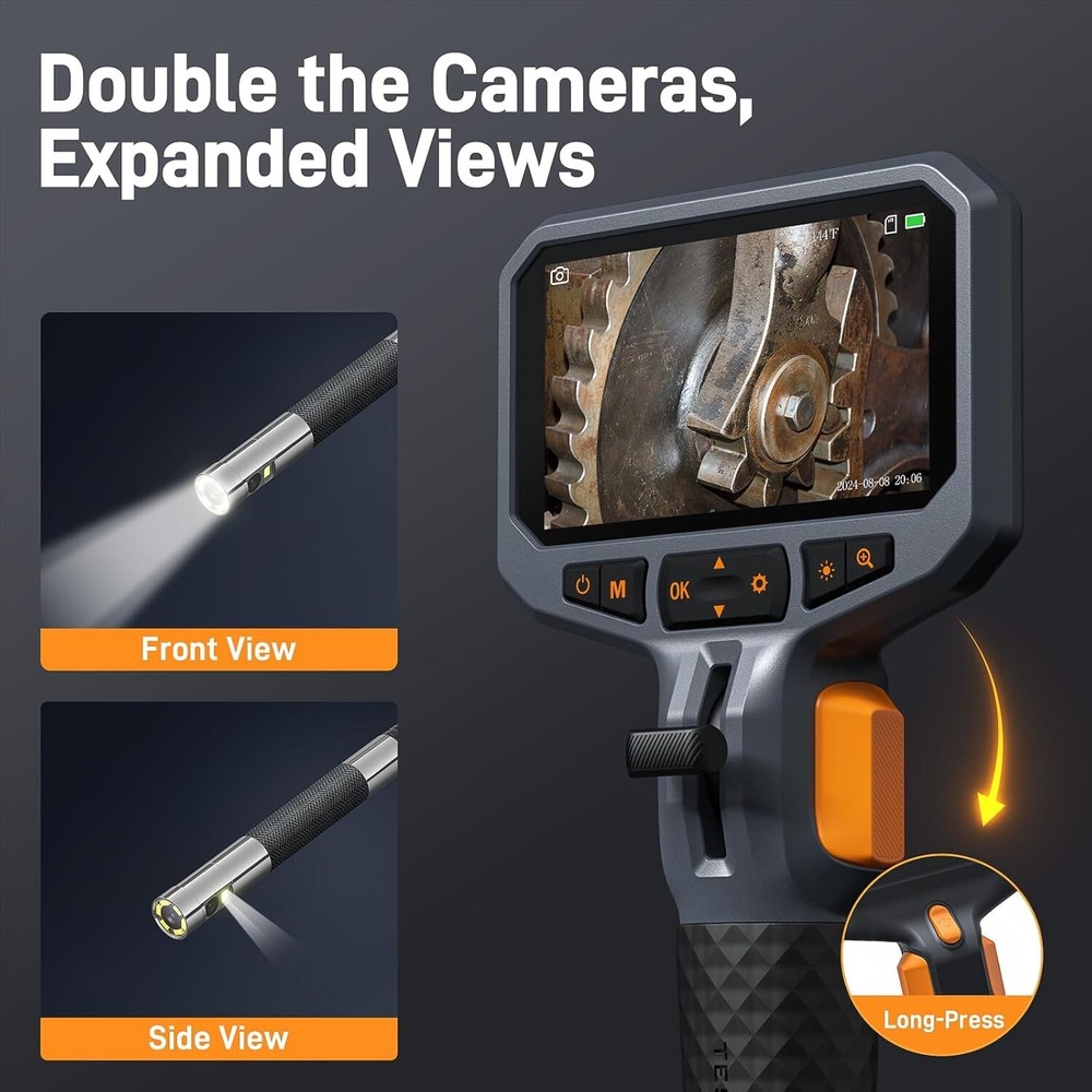 Bidirectional Dual-Lens Boroscope with Adjustable LED Lighting for Optimal View