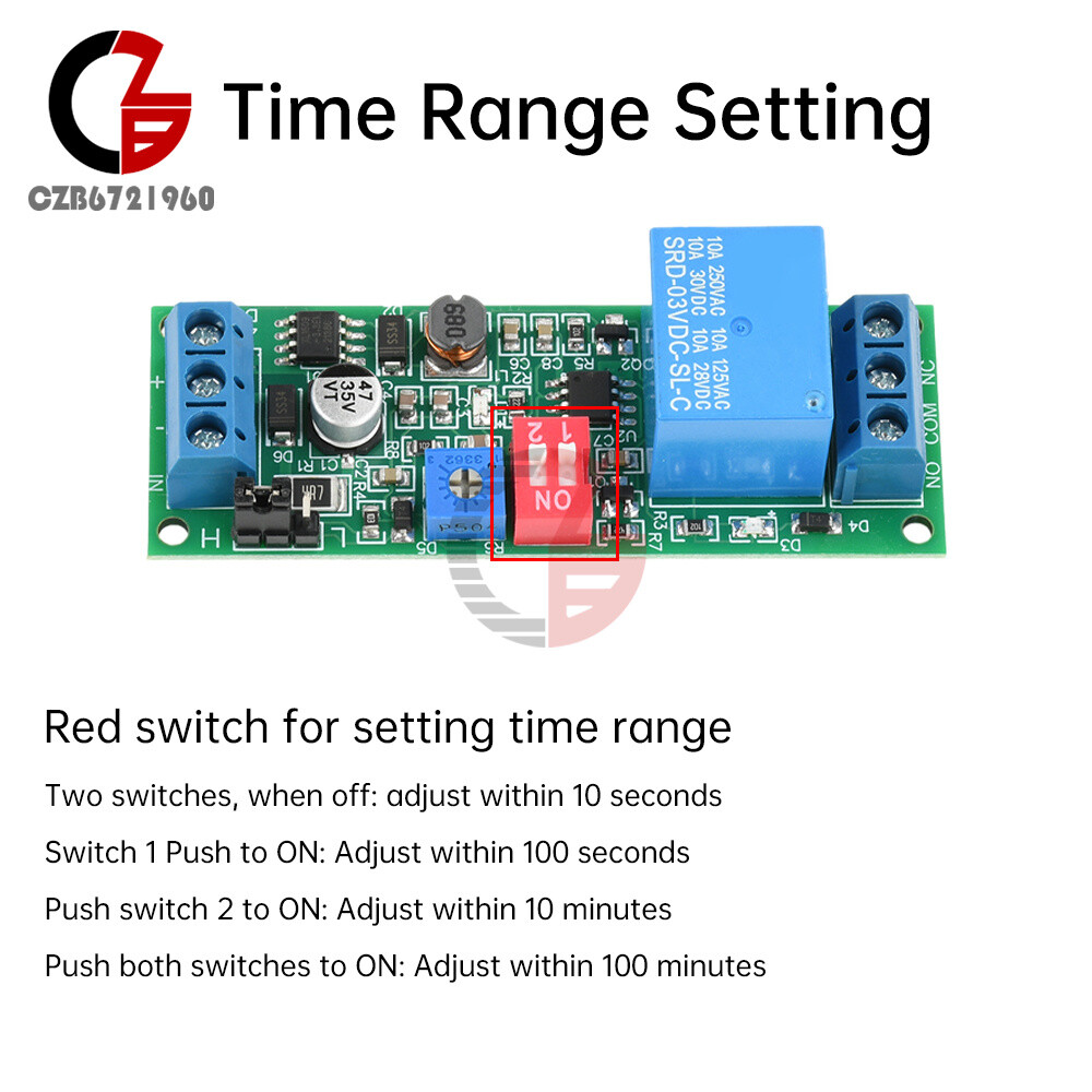 DC4-30V Power Adjustable Delay Relay Timer Control Module Trigger Delay Switch