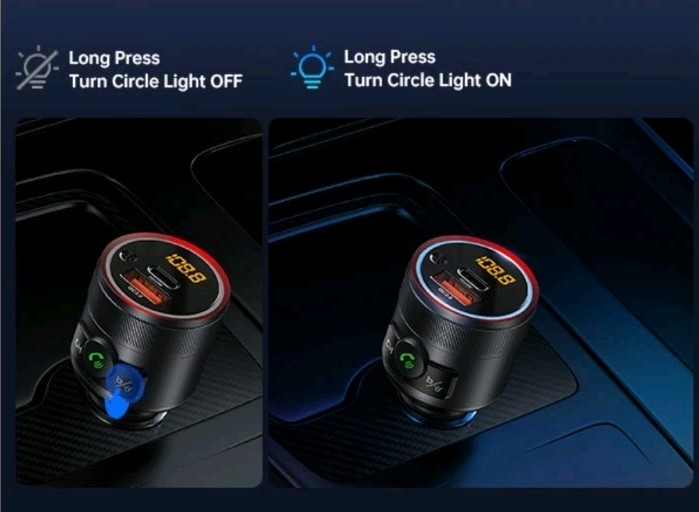 Syncwire Bluetooth 5.4 FM Transmitter For Car 38W PD & QC 3.0 Dual USB Black New