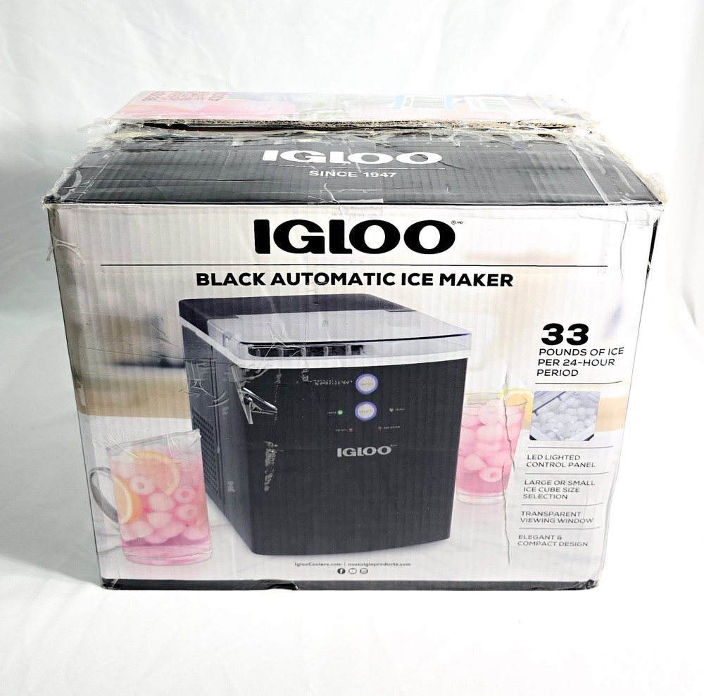 Igloo Black Automatic Countertop Ice Maker 33 lb Per Day Large/Small Cubes (C4)
