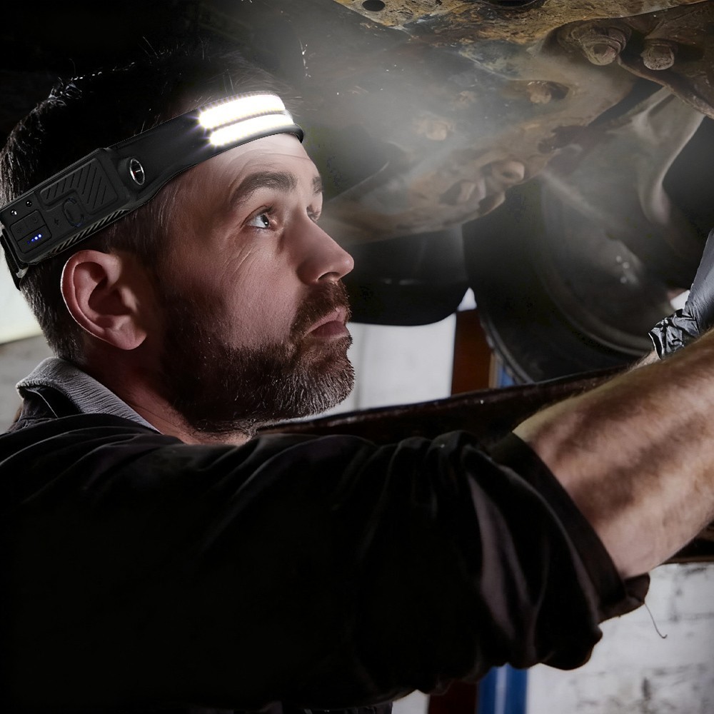 2Pcs LED Headlamp Rechargeable Head Lights for Forehead, Battery Level Indicator