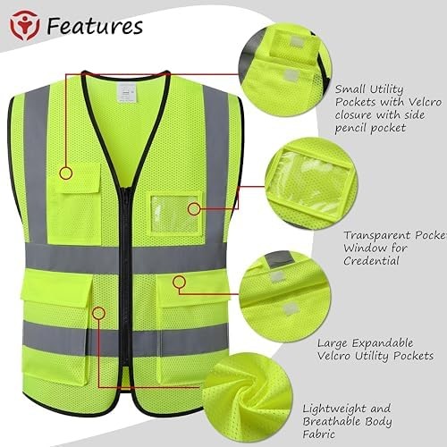 Reflective Safety Vest for Work and Construction