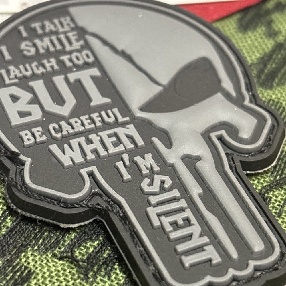 PvC 3D Punisher: Be Careful… Grey Morale Tactical Hook & Loop Patch High Quality