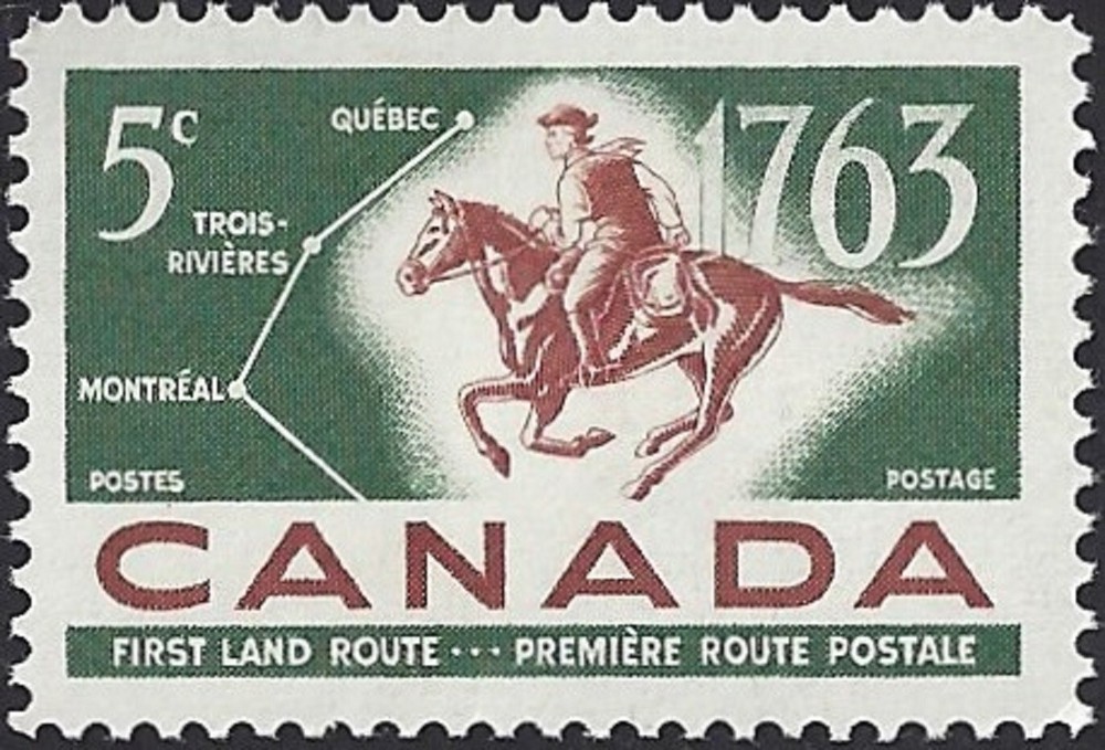 🍁Canada    #413    "POST RIDER & MAP"    Nice Mint  1963  Issue   (A)