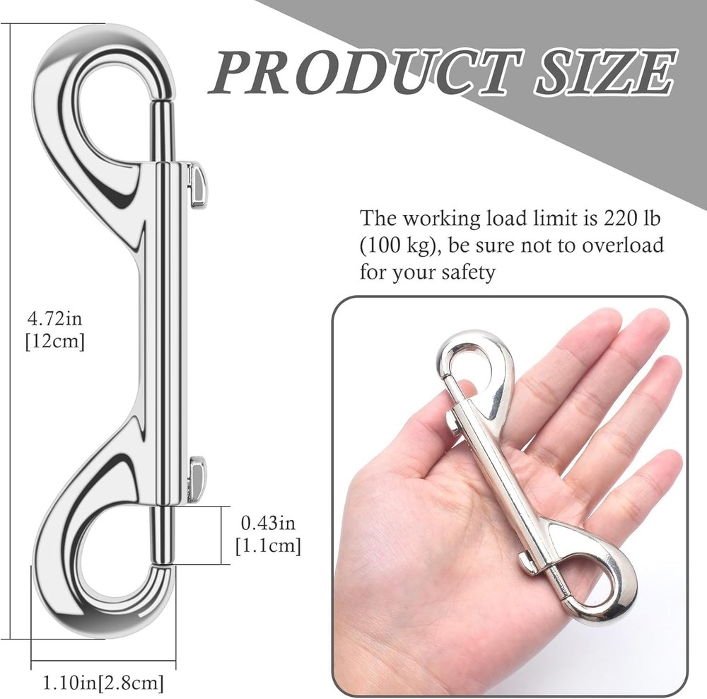 ERKOON 15 Pack Double Ended Bolt Snap Hooks Extra 4-7/10 15 Pack, Silver