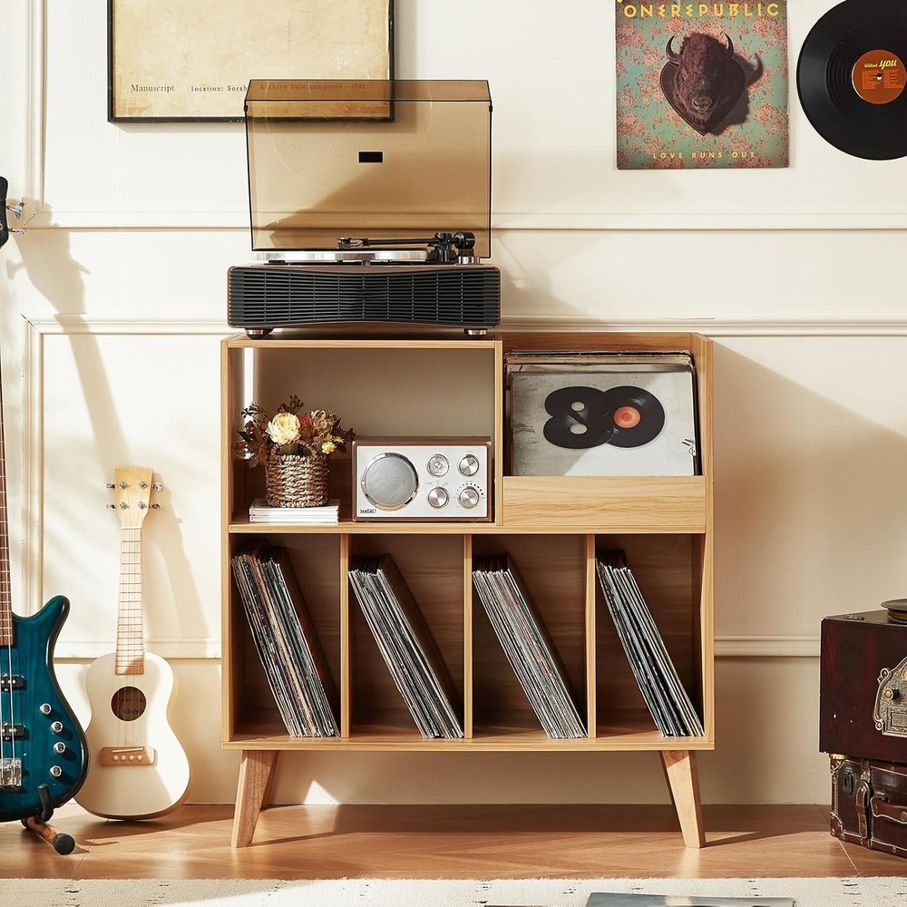 Large Record Player Stand, Turntable Stand with Storage, Vinyl Record Holder ...