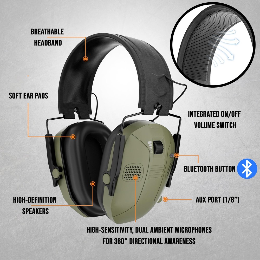 Bluetooth Electronic Shooting Ear Protection - Range, Hunting Accessories, Ta...