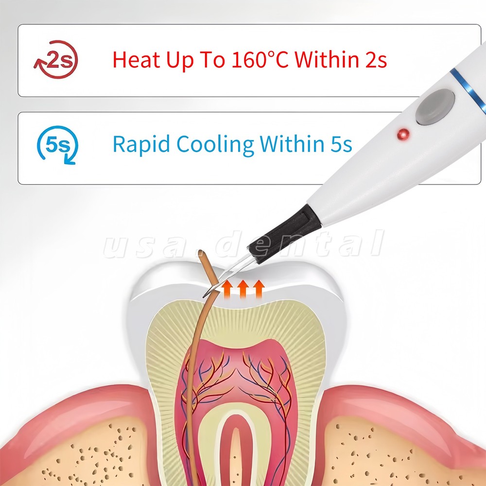 Wireless Dental Endo Gutta Percha Teeth Tooth Gum Cutter + Heating Tips