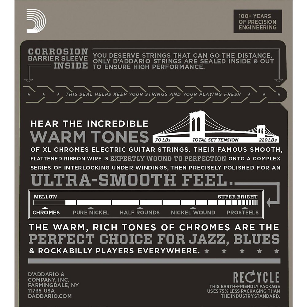D'Addario ECG26 Chromes Medium Gauge Electric Guitar Strings
