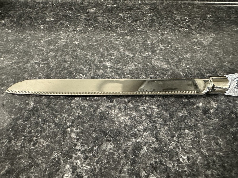 Vtg Cake Knife Crystal Diamond Cut Handle