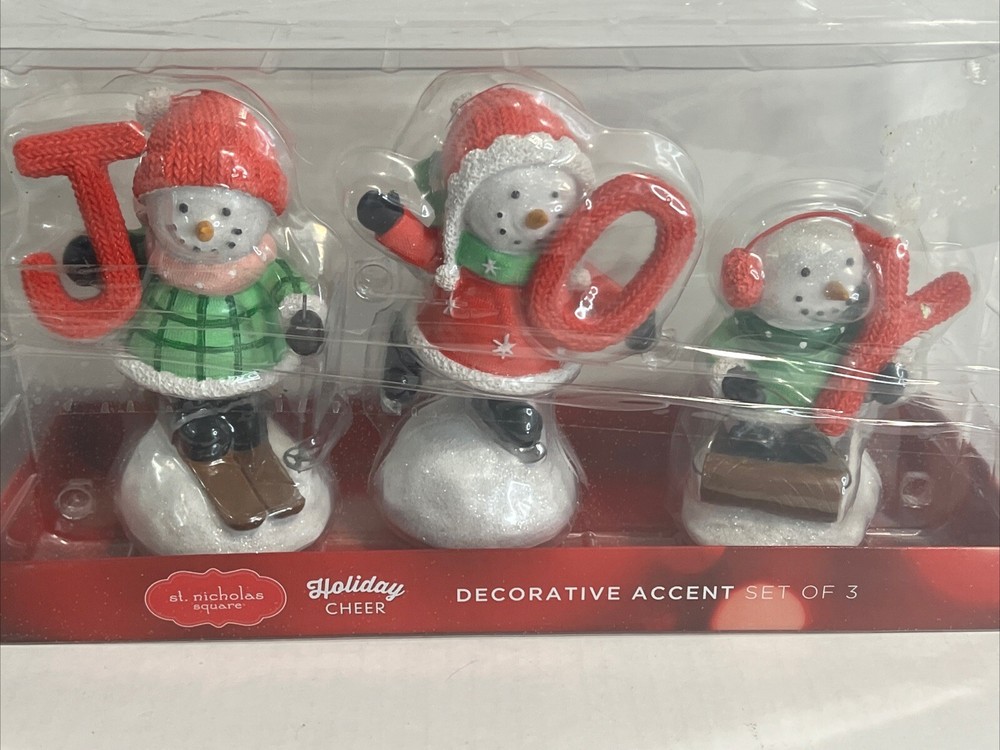 St. Nicholas Square "Joy"Snowman Table Decor 3-piece Set Table Decor