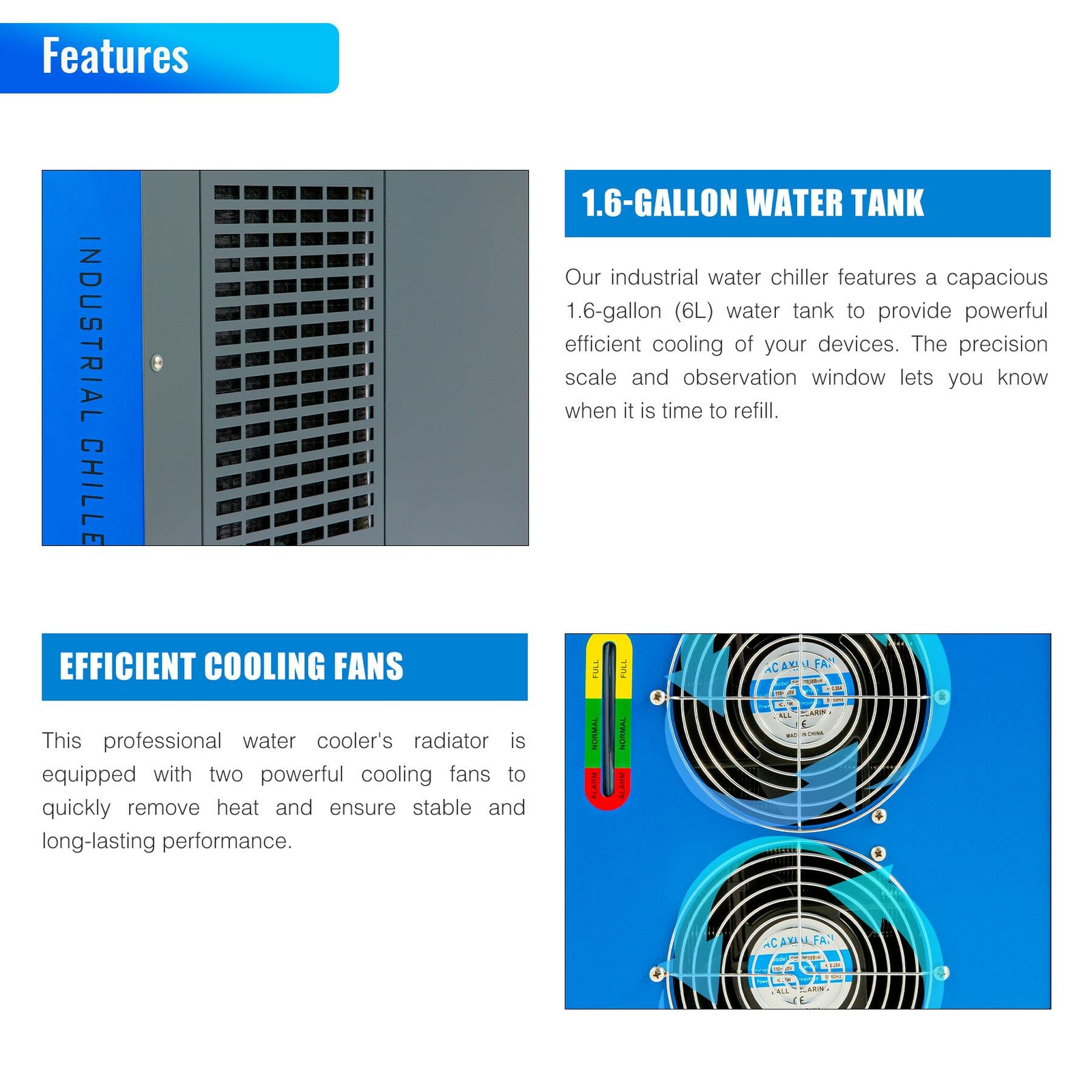 OMTech CW-5200 Industrial Water Chiller for CO2 Laser Engraving Cutting Machines