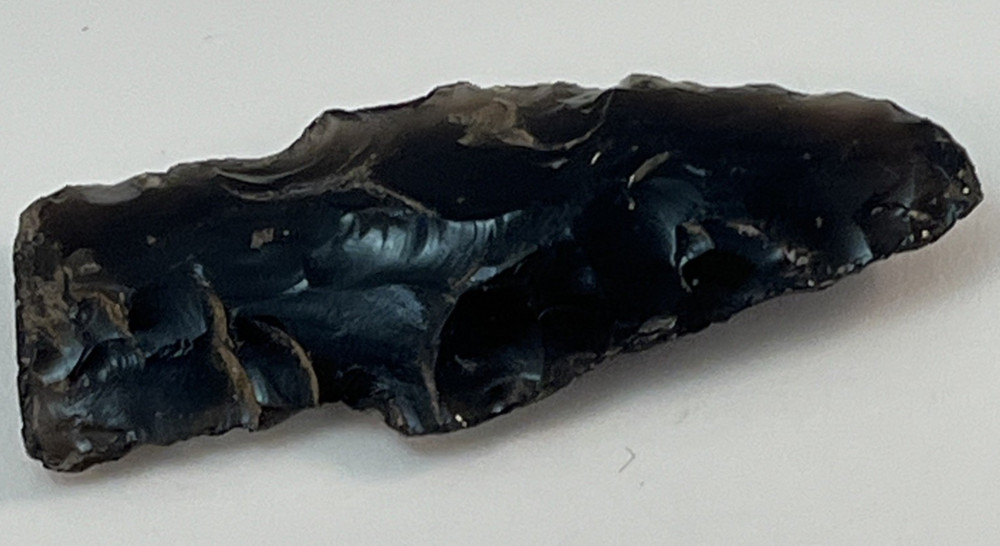 Obsidian Black Arrowhead Spearhead - Age Unknown