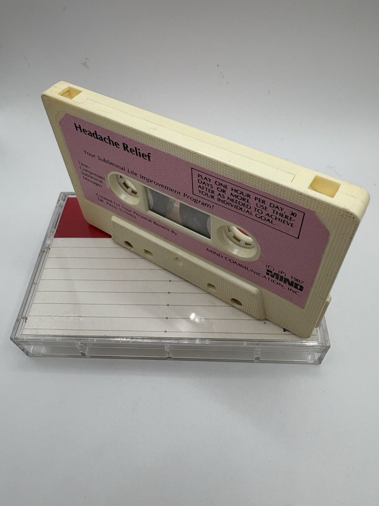 Headache Relief Subliminal Tape Program Cassette Mind Communication 1987 RARE
