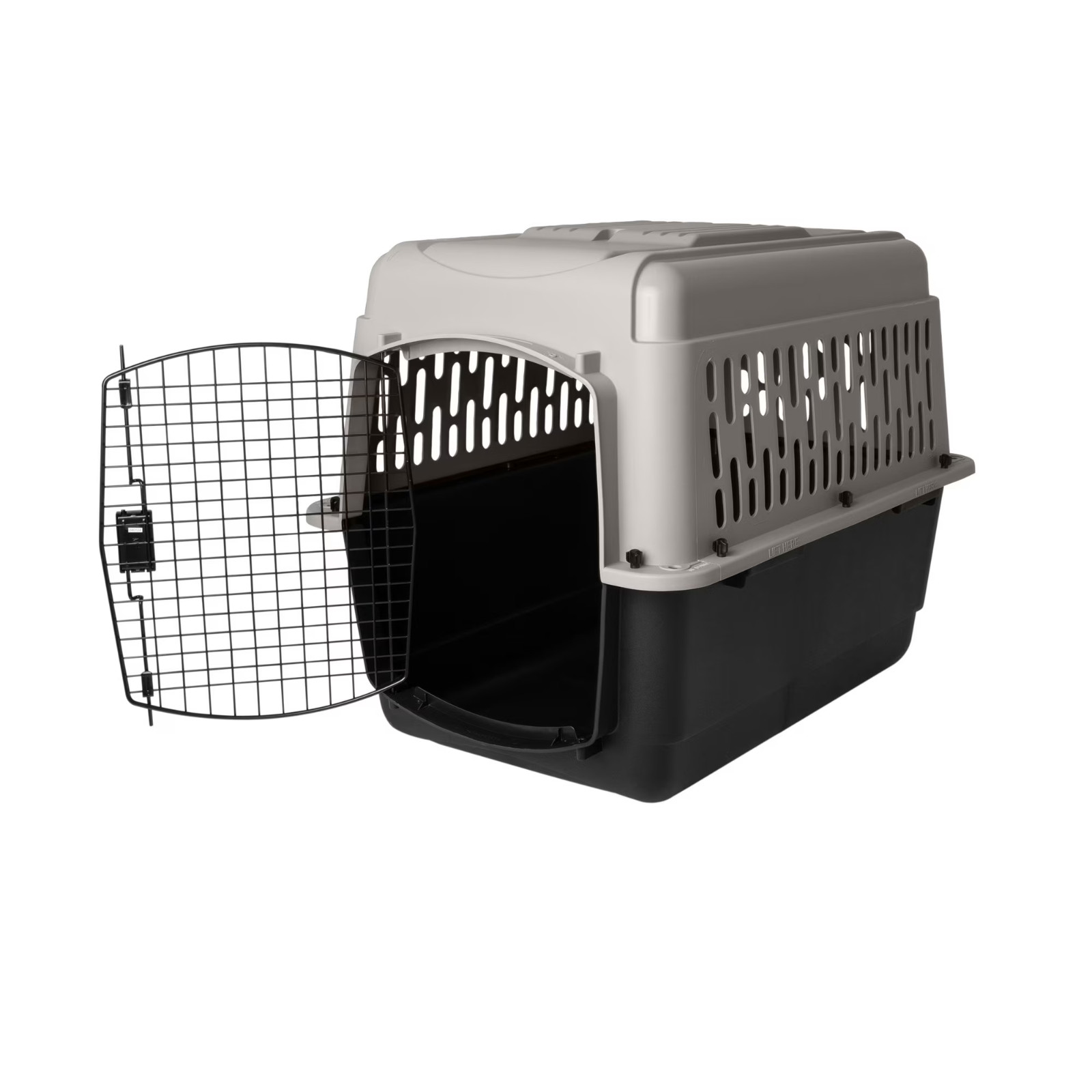 Vibrant Life Pet Kennel 32" Medium Plastic Portable for Pets 30 to 50 lbs, Gray