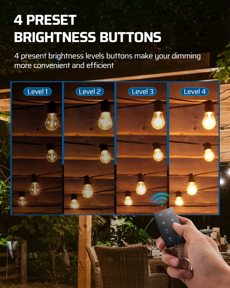 DEWENWILS Outdoor Dimmer for String Lights, 125V, 100FT Remote Control Range,