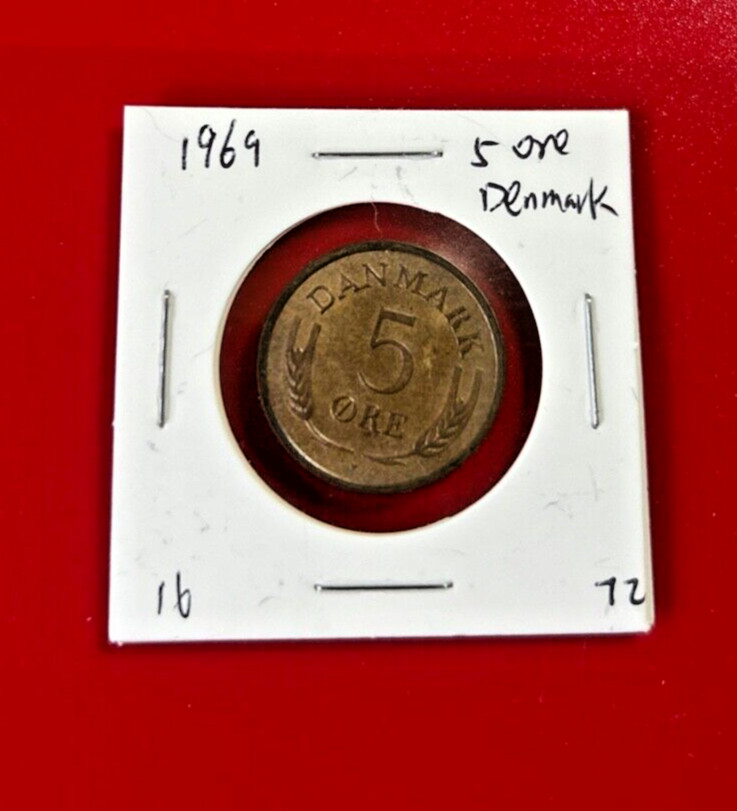 1969 5 ORE DANMARK COIN - NICE WORLD COIN !!!