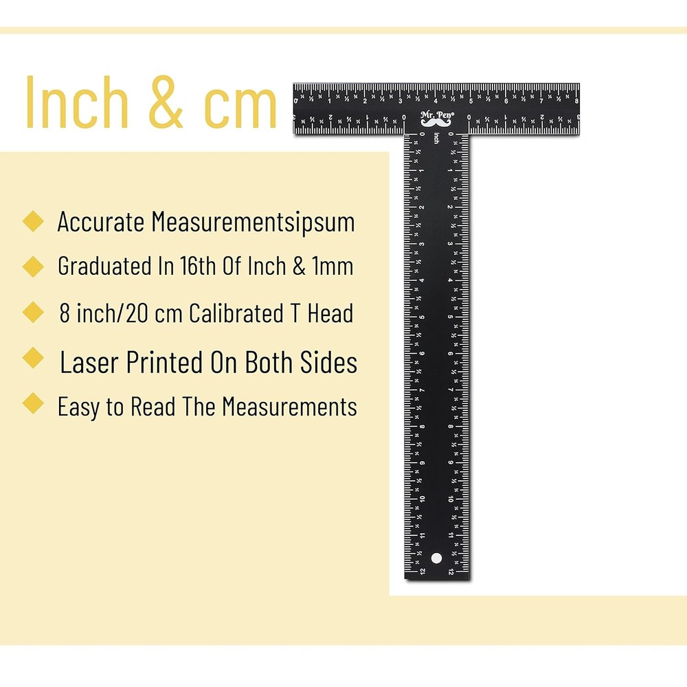 - T Square, T Ruler, 12 inch Metal Ruler, T Square Ruler, Drafting Tools, Arc...