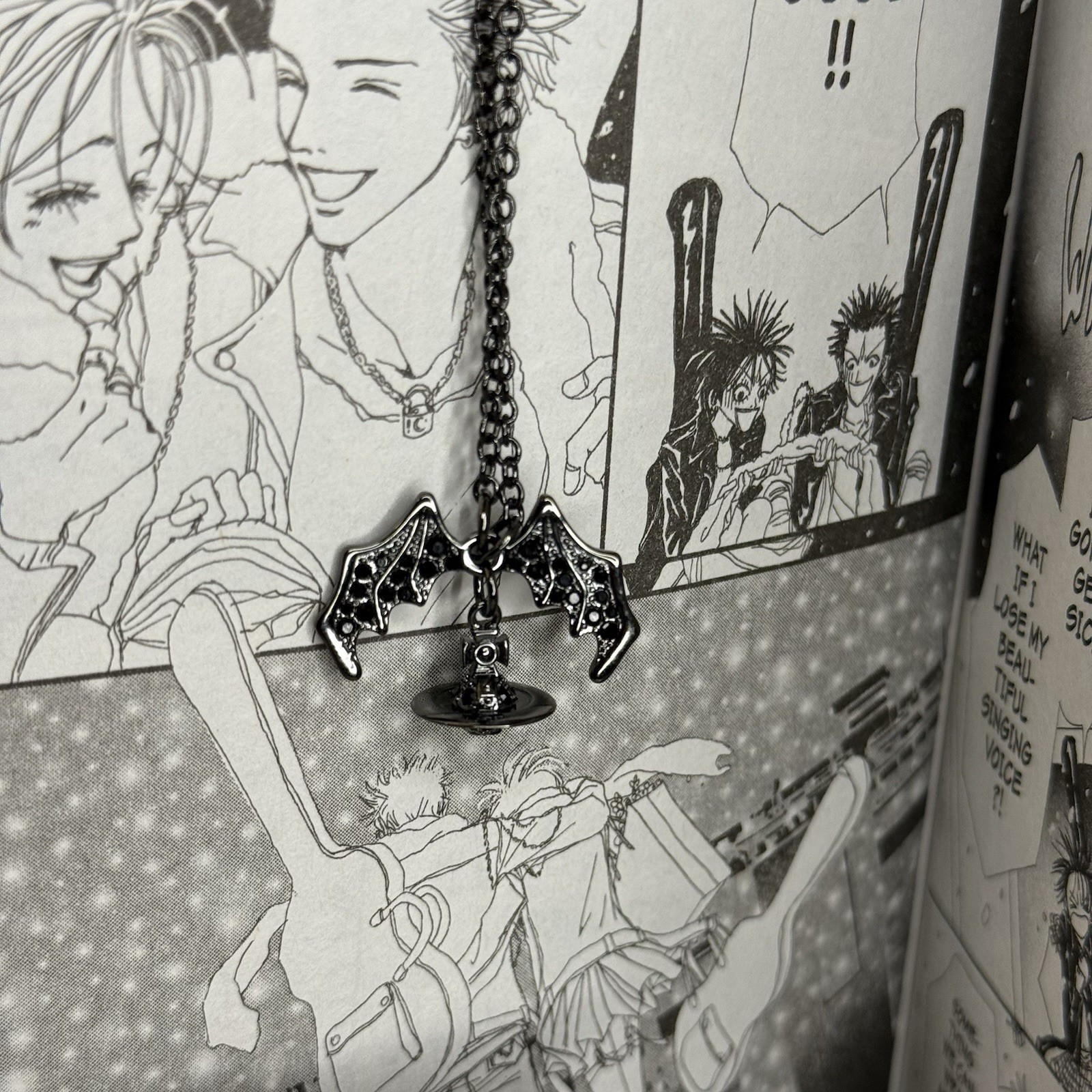 Vivienne Westwood Bat Necklace Black Silver Japan Orb WITH BOX