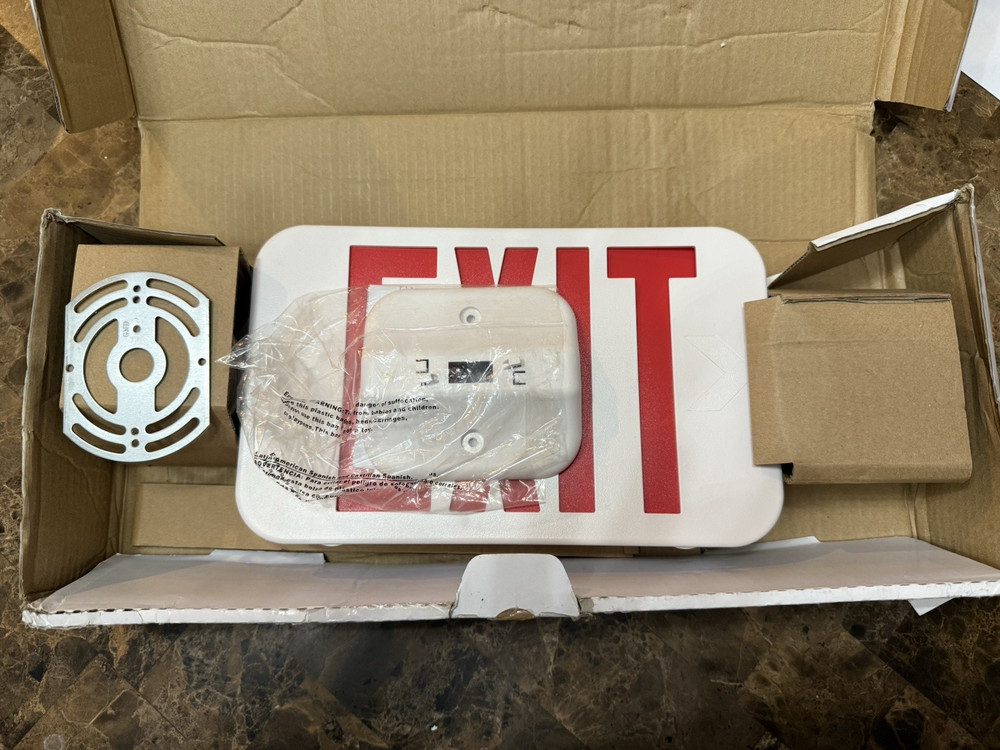 LIT-PaTH LED Combo Emergency EXIT Sign 2 Adjustable Head Lights Back Up Battery
