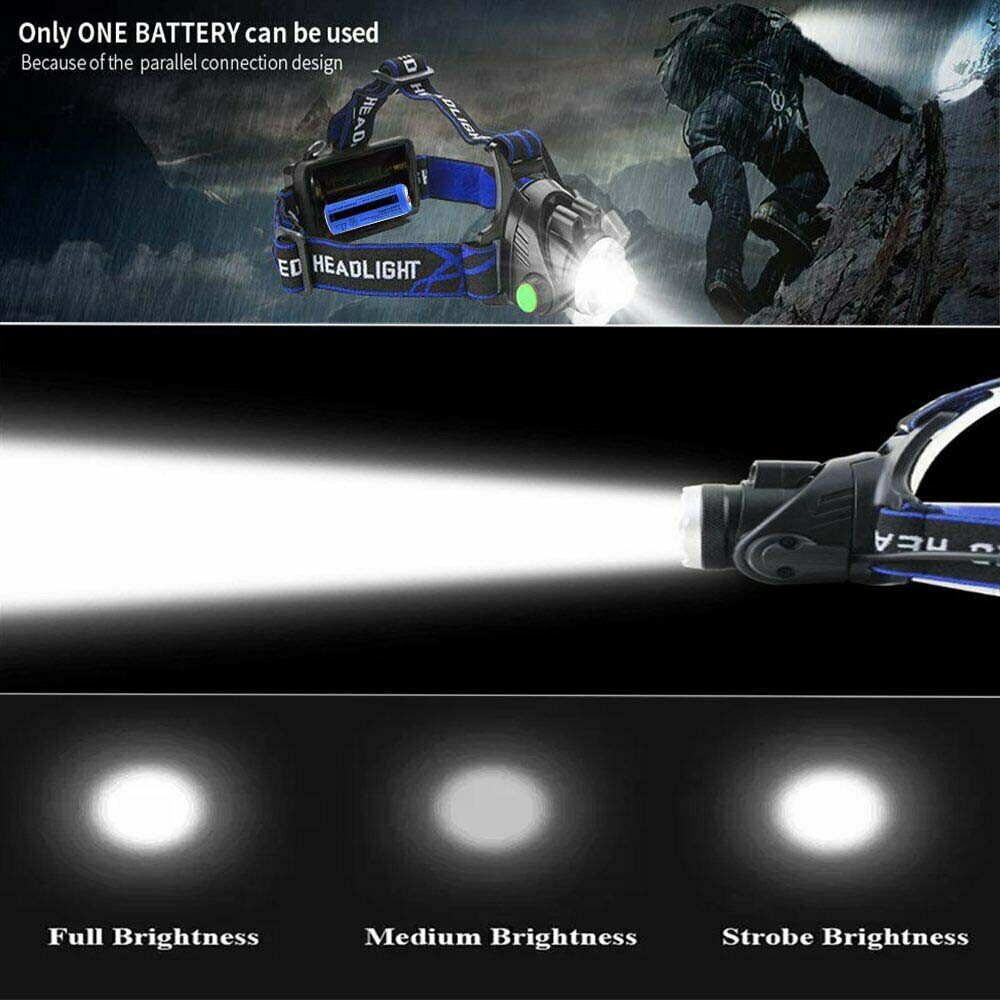 2PACK Super Bright LED Headlamp Rechargeable Headlight Head Lamp Flashlight HOT