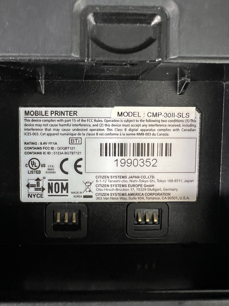 Citizen CMP-30II-SLS Portable 3in Mobile Bluetooth Barcode Receipt Printer