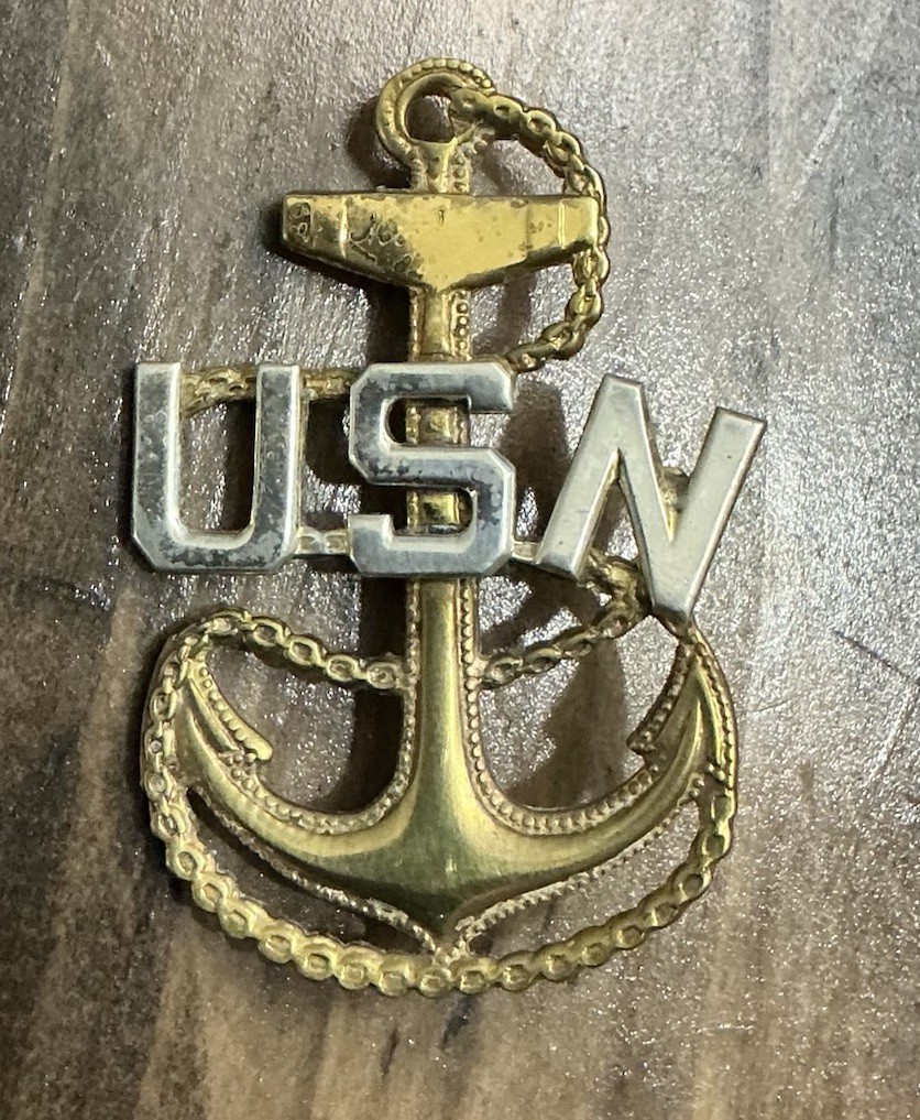 WWI / WWII US Navy CPO Hat Badge US Navy Chief Petty Officer Missing Pin