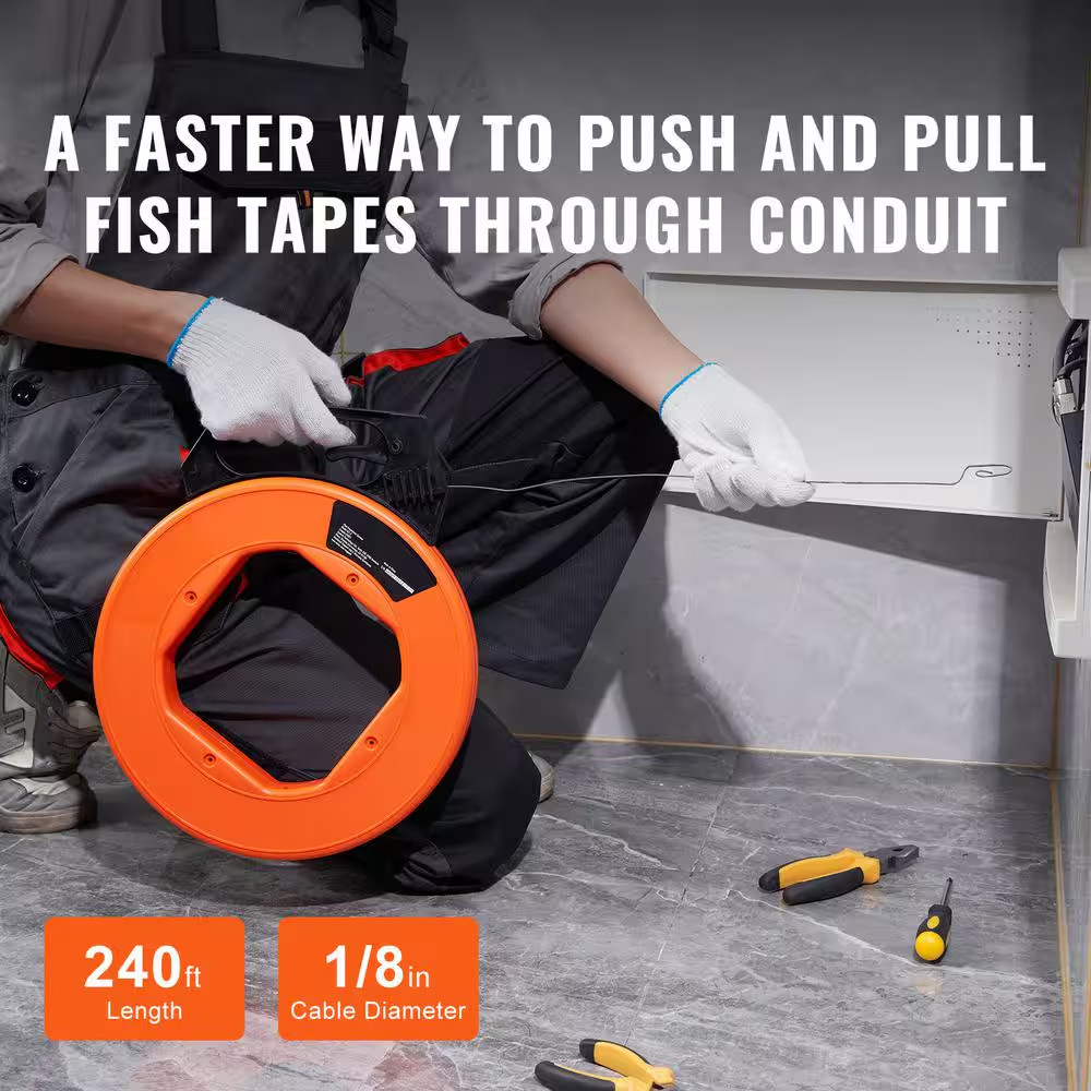 Steel Wire Puller, 240 Ft. 1/8 In. Enhanced Housing & Handle, Cable Pulling Devi