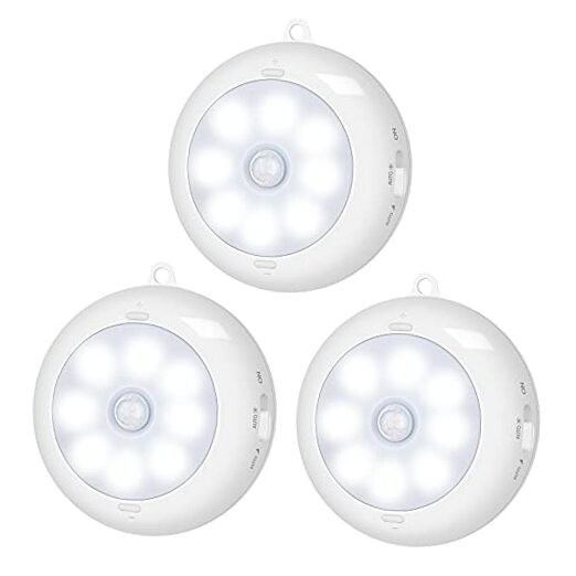 Motion Sensor Light Indoor, LED Night Light Closet 6000K Clean White-3 Pack