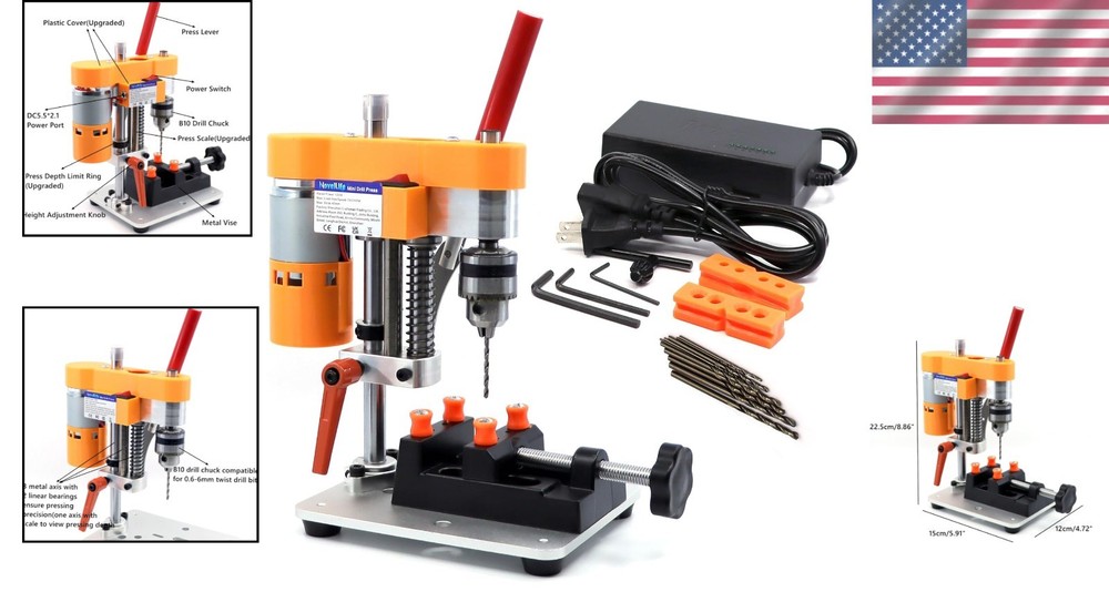 Portable Mini Drill Press 5.9'' Compact CNC Machine for Precision DIY Projects