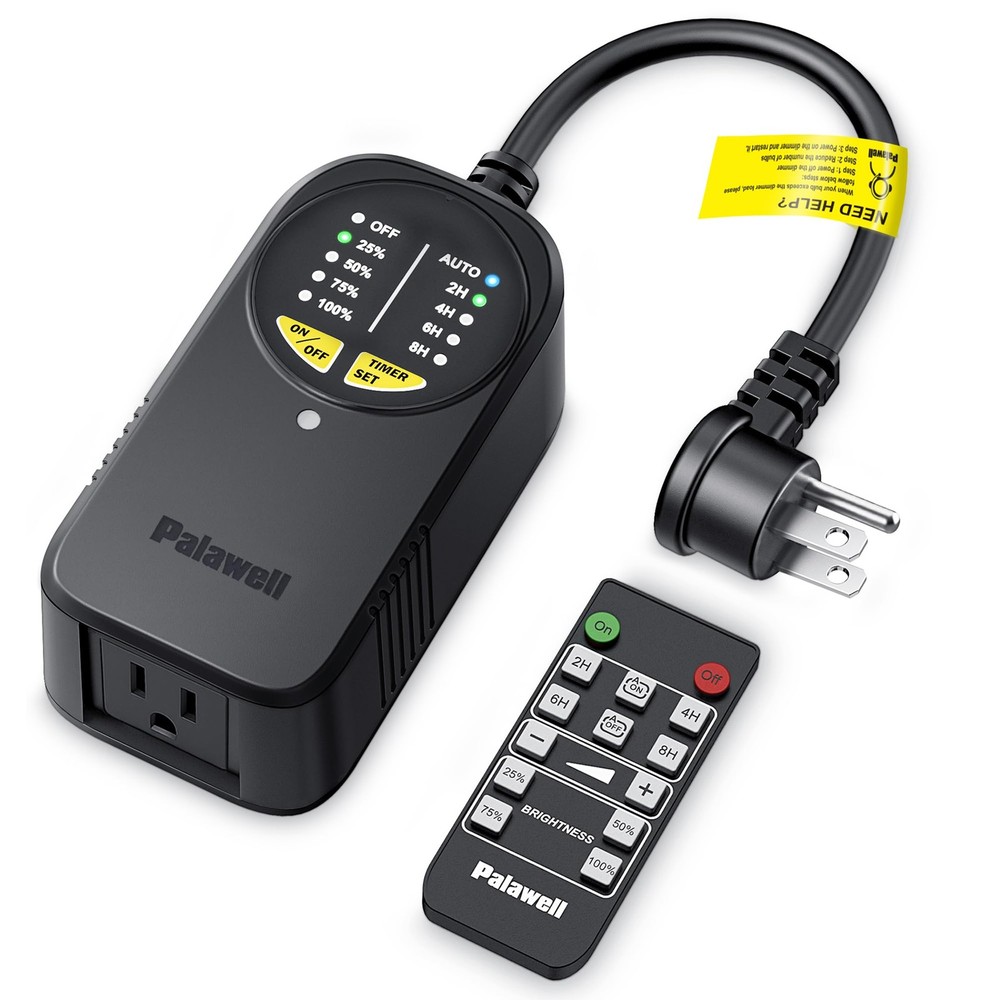 Outdoor Dimmer Plug for String Lights with Remote, 600W Plug-in Dimmer Switch...