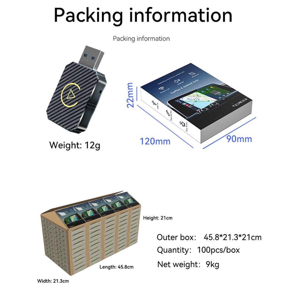 2 in 1 Wireless Carplay Adapter Android Auto Adapter USB Car Dongle Connect Box.