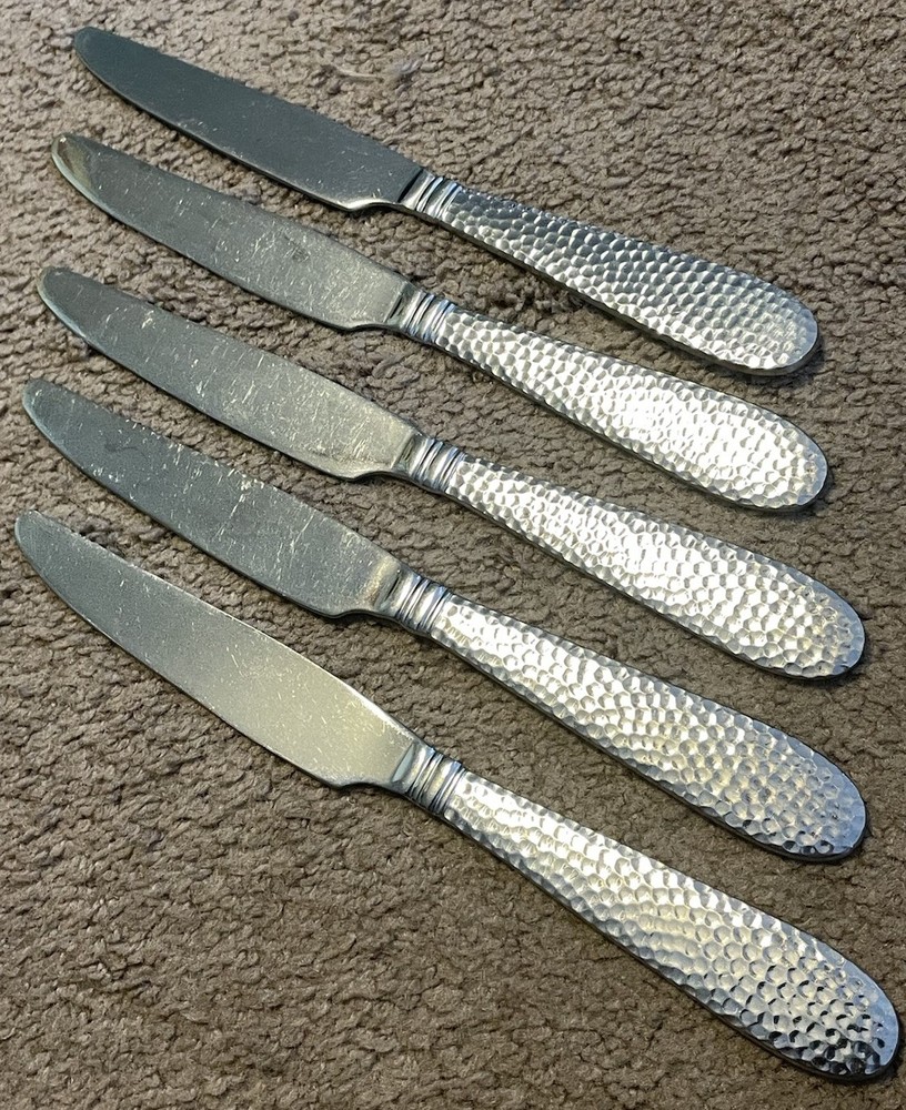 MIKASA Gourmet Basic 18/0 ELYSON (5) Hammered Stainless Flatware KNIFE KNIVES
