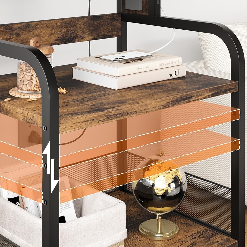 3-Tier Large Printer Stand Industrial Rolling Printer Cart W/ Adjustable Shelf
