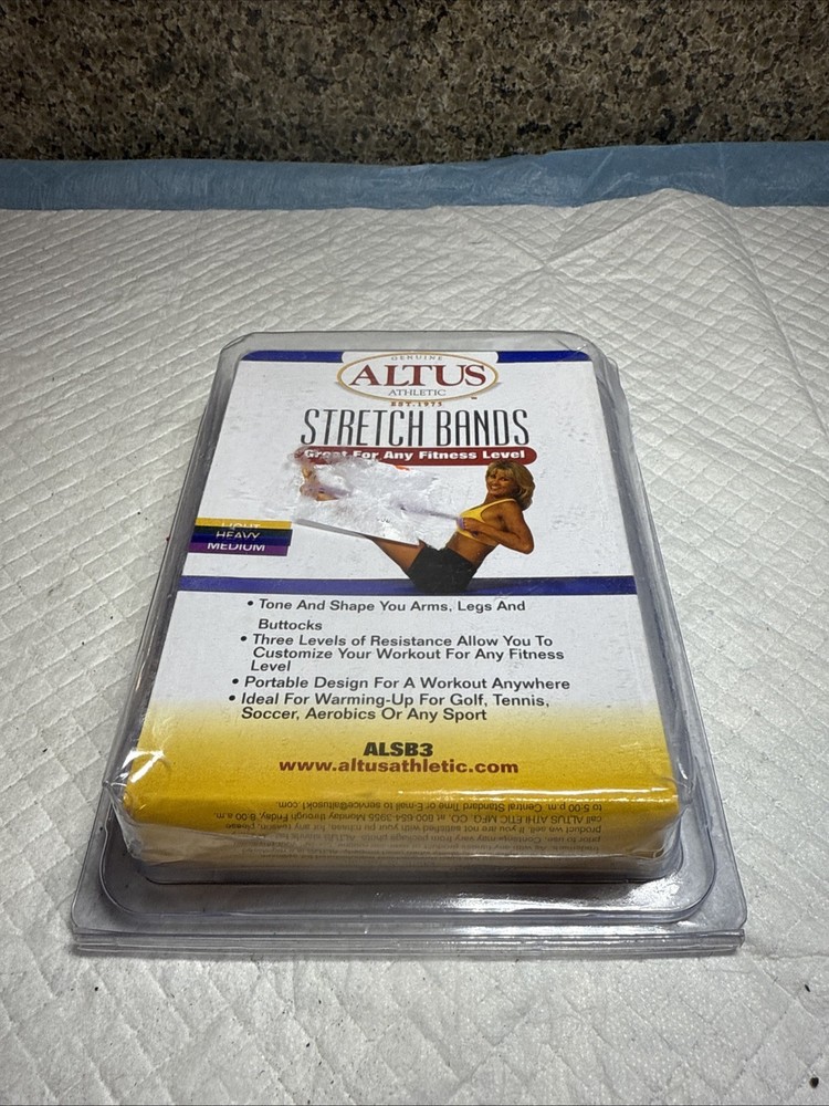 Altus Athletic ALSB3 Latex Stretch Bands Light Medium Heavy NIB