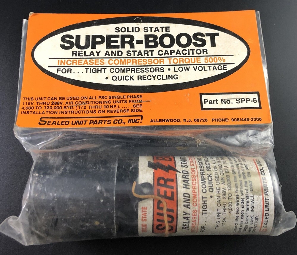 Solid State SUPER BOOST  spp-6 Relay And Start Capacitor Sealed Unit Parts Vh3