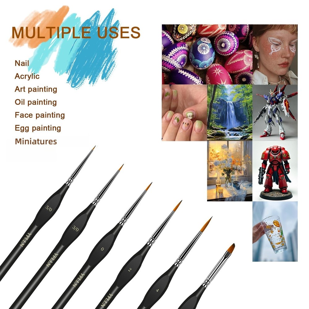 6Pcs Miniature Paint Brushes Set with Triangular Handles - for Acrylics, Oils...