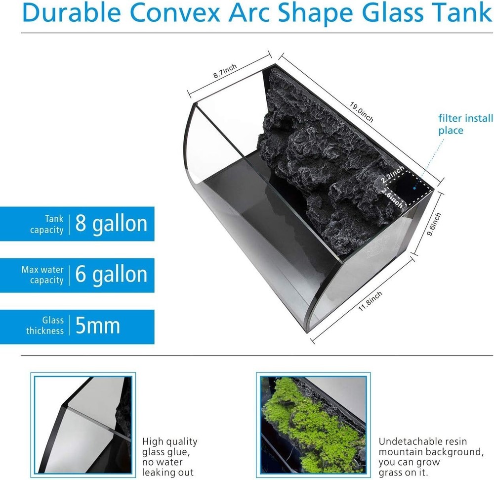 8 Gallon Aquarium Kit - Wide View LED Light