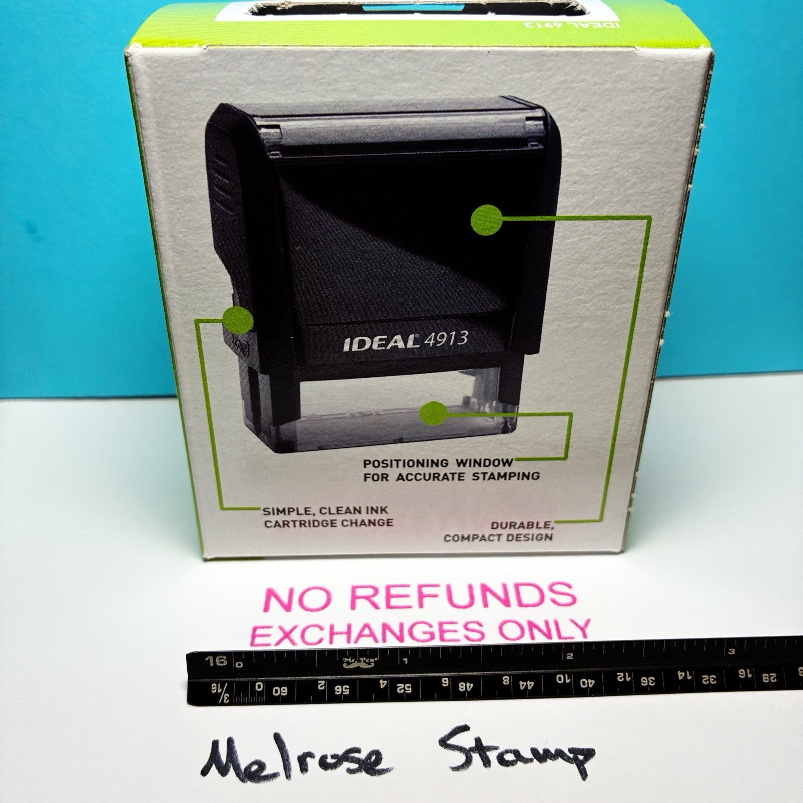 No Refunds Exchanges Only Rubber Stamp Pink Ink Self Inking Ideal 4913
