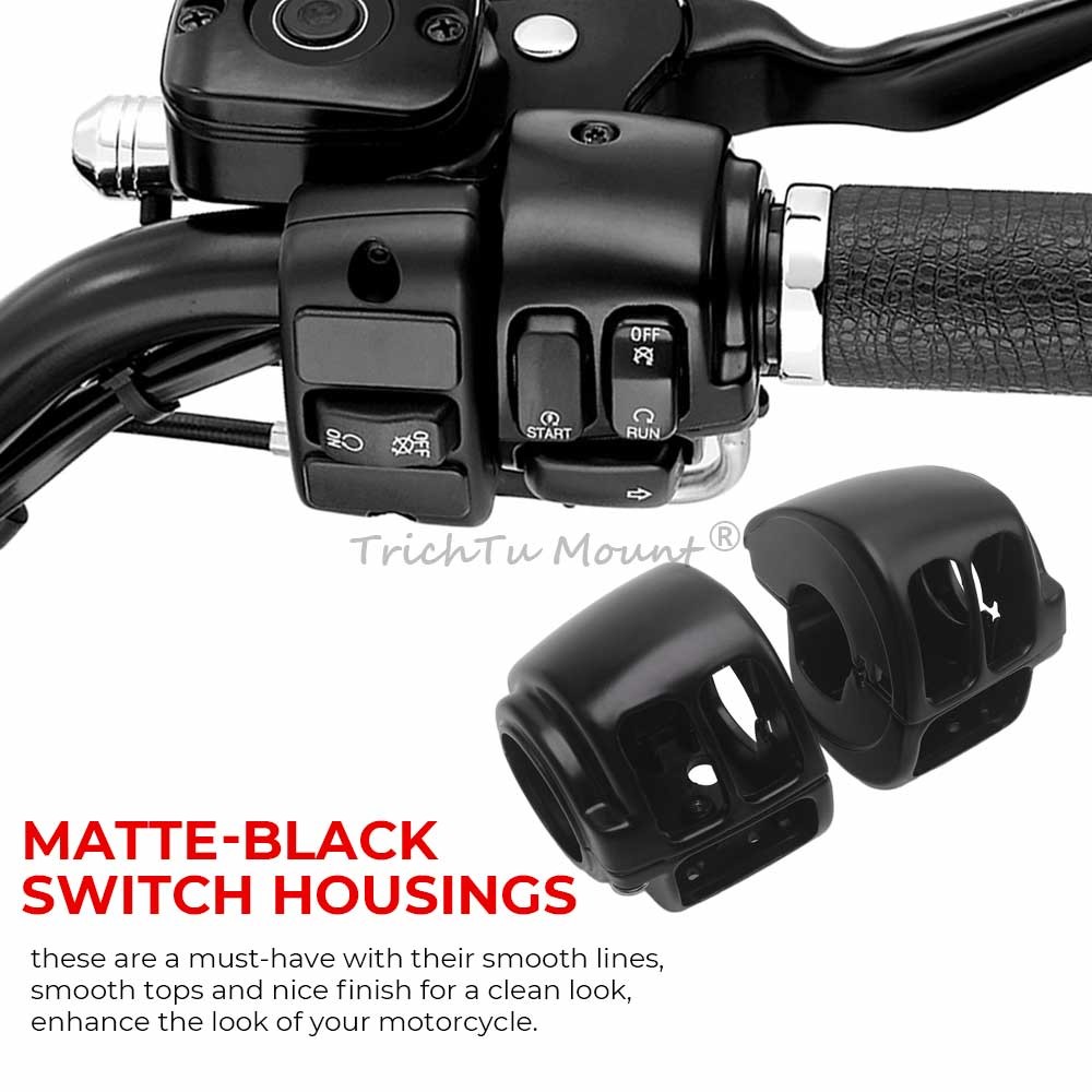 2X Black Handlebar Hand Control Switch Housing Covers For Harley Touring Softail