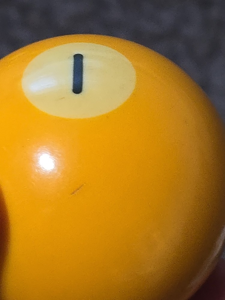 🎱Vintage Replacement Belgian(#1) Pool Ball~Billiards Solid Yellow Ball 2"