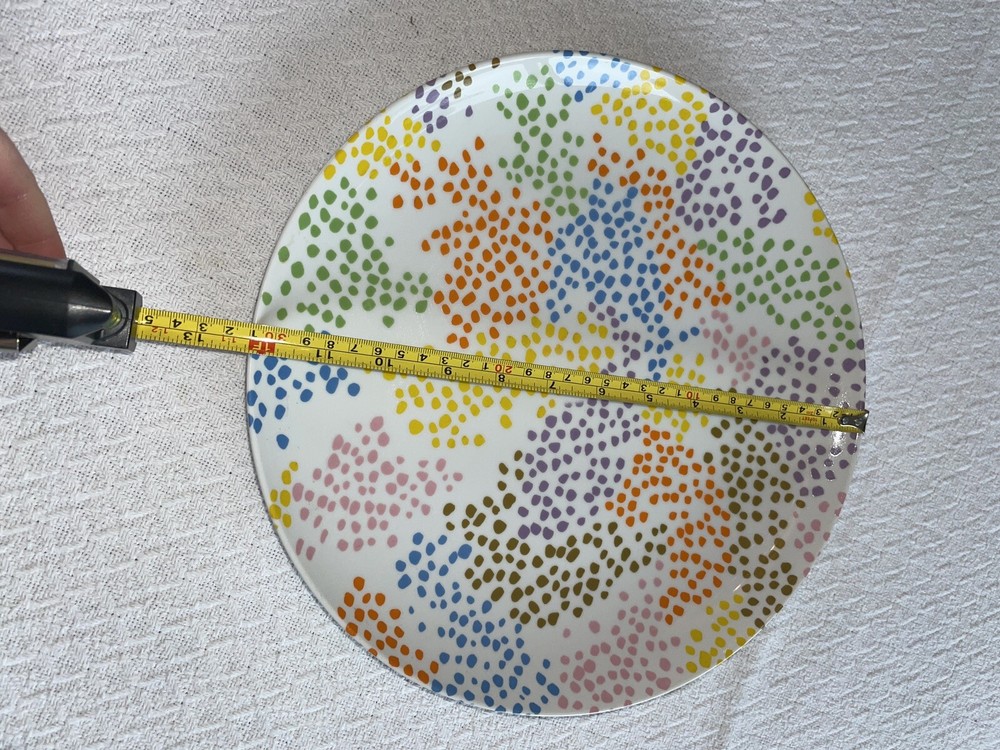 🐣 Fitz & Floyd Confetti Dots SET Rainbow China Casserole & 12" Plate Easter