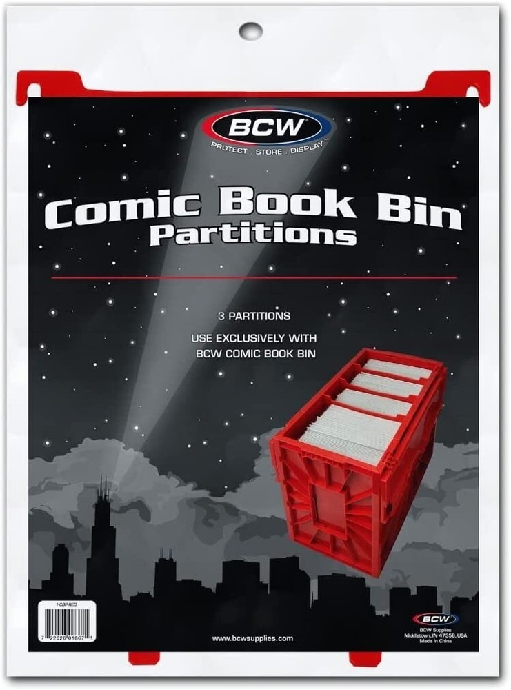 BCW MultiColor 4 Pack Short Comic Book Bin Partitions Combo Black Blue Green Red