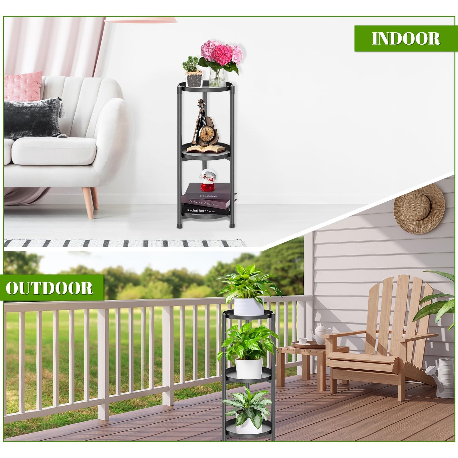 3 Tier Plant Stand Indoor, Black Metal Corner Tall Plant Stands for Multiple ...